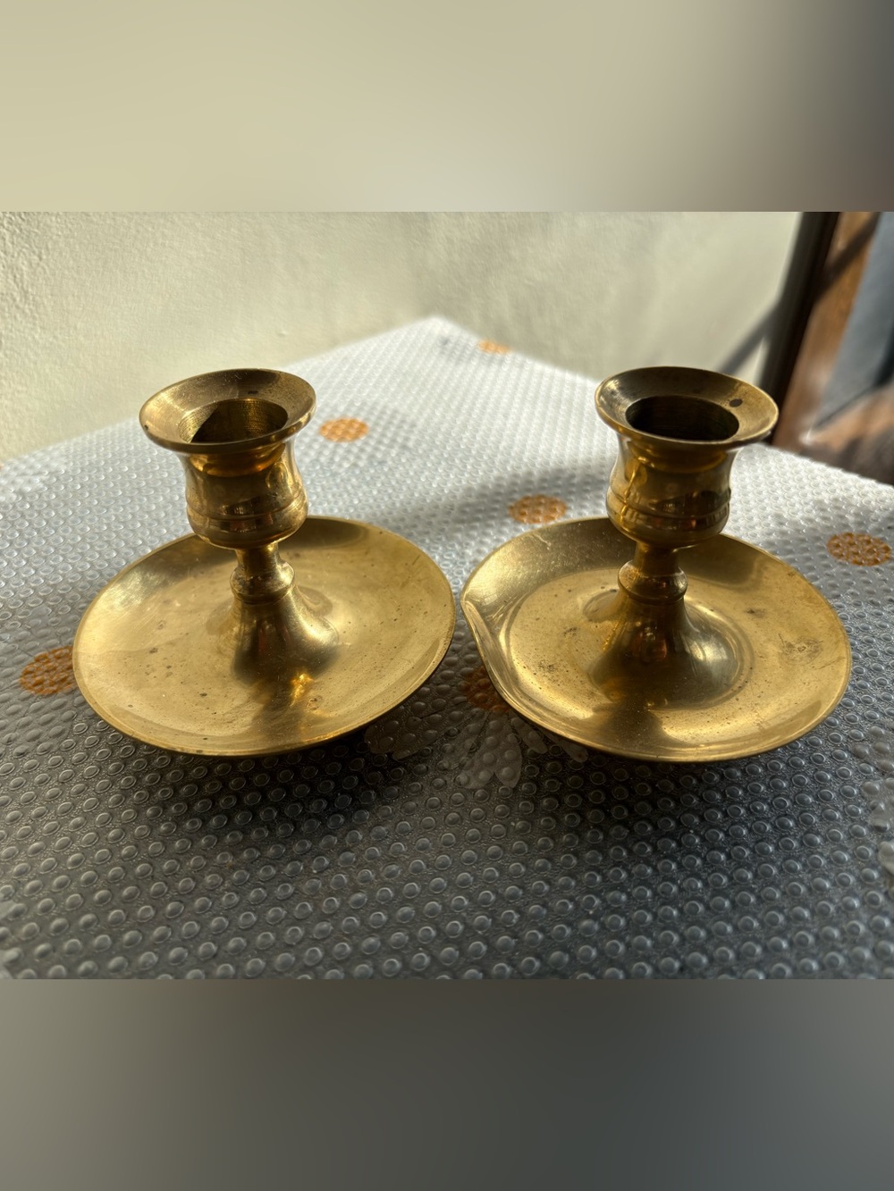 Vintage Solid Brass Chamberstick Candle Holders (Pair)